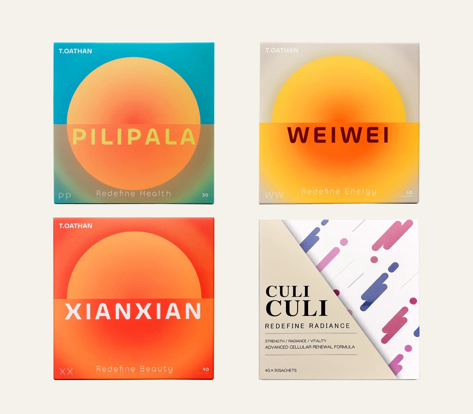 T.OATHAN 四款保健食品：PILIPALA、WEIWEI、XIANXIAN、CULI CULI