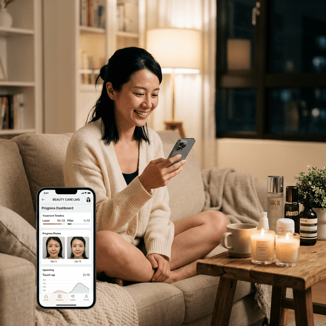 L.M.S 學習管理系統 + A.I.M 自動化AI隨身抗衰管理示意圖