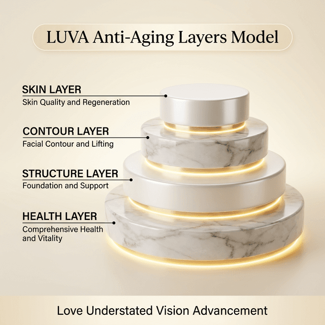 LUVA 四層抗衰模型 — Health, Structure, Contour, Skin